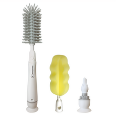 PiYOPiYO 黃色小鴨 3合1矽膠奶瓶刷, 適用各種材質奶瓶, 可依不同使用需求替換刷頭, 1組, 830622