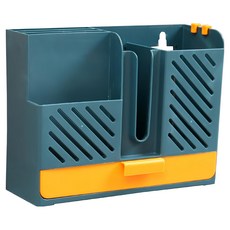 小麥購物 壁掛式筷子餐具瀝水收納盒 L2093, 1個, 藍綠色, 1層