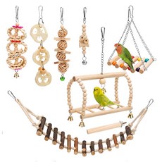 DING DONG PET 綜合鸚鵡遊樂玩具吊橋套組, 1組, 混色