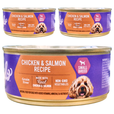 Halo 嘿囉 成犬無穀主食罐 小顆粒, 雞肉燉鮭魚, 156g, 3罐