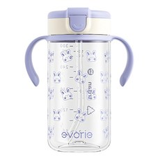 Evorie Tritan Rabbit P 吸管杯 300ml, 藍色, 1個