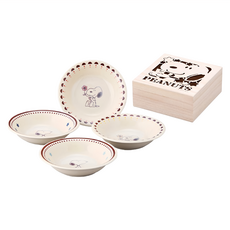 yamaka 山加商店 史努比陶瓷盤4件組 附木製收納盒, 14 x 4.5cm, SNOOPY, 1組