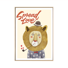 散播歡樂散播愛 獅子 Spread Love 掛畫 裝飾畫, 木色