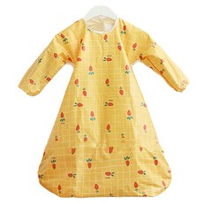 babyclo多功能防水長袖圍兜拉鍊款，可拆式，防止食物掉落，兒童吃飯神器, 黃色胡蘿蔔款, 1件