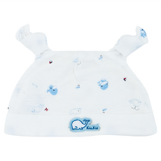 KU.KU Duckbill 酷咕鴨 小鯨魚嬰兒帽, 舒適保暖, 0歲以上, 藍/粉, 100%純棉, 台灣產, 藍色