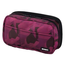 LIHIT LAB. 鉛筆盒 A7555-133 栗色迷彩, 大容量多功能收納, 時尚文具, 1個