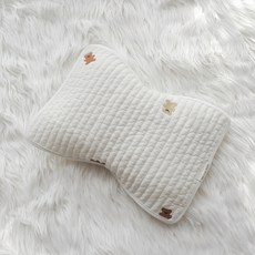 Dalkombaby 造型透氣枕頭罩, 1入, 小熊刺繡 白色