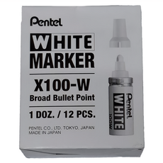 Pentel 飛龍文具 油漆筆 X100W 白色粗體子彈頭, 1色, 1盒