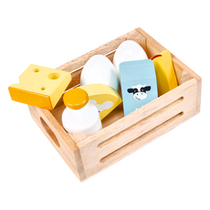 Mentari 新鮮乳製品木盒：1瓶鮮乳 1盒鮮乳 2顆雞蛋和3塊乳酪, 多色, 1組