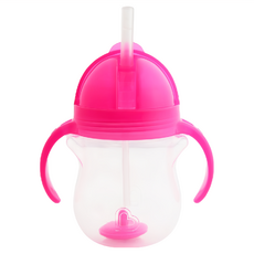 munchkin 滿趣健 貼心鎖滑蓋防漏杯 360度吸管, 粉色, 207ml, 1個