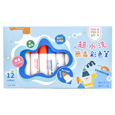 mamayo 媽媽友 kidzcrayon 超水洗彩色筆, 12色, 1盒