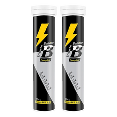 BeRule 綜合維生素B群發泡錠 維持能量正常代謝 牛磺酸迅速補充能量 高劑量 方便攜帶 百香果口味好喝, 20錠, 4g, 2瓶