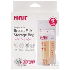 FARLIN 立體母乳保鮮袋 120ml, 雙層夾鏈設計, 站立保存更保鮮, 22個, 1盒
