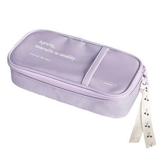 ICONIC Cottony系列 字母印花帆布筆袋 大容量學生文具收納袋, 薰衣草紫, 1個