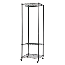 dayneeds 日需百備 輕型烤漆單桿衣櫥 附輪衣櫥/掛衣架/收納架/層架/鐵架 3層, 黑色