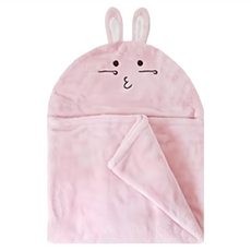 Million Dollar Baby 珊瑚絨速乾造型連帽浴巾 尺寸85x100cm, 粉紅兔, 1條