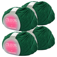 SILBARAM TEXTILE Crayon系列 毛線 12 綠色 50%棉 40%丙烯酸 10%人造絲 淨重45克, 4捆