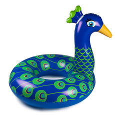 BIGMOUTH INC 美國造型游泳圈 成人加大款 趣味水上玩具 安全耐用PVC材質, 孔雀款 藍色, 1個