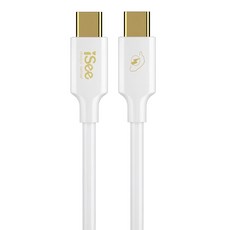 iSee PD鋁合金充電傳輸線 USB C-C 45W/3A 480Mbps, 1.5m, 白色, 1條