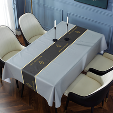 北歐風質感拼色皮革桌巾 適合圓桌、方桌、茶几, 220 x 140cm, 質感灰, 1個