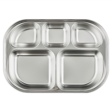 comet 304不銹鋼五格餐盤, 1個, 銀色