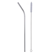 minono 米諾諾 316不鏽鋼吸管 附刷斜口長彎型, 1組, 2支