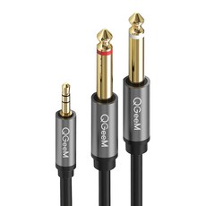 QGeeM 3.5mm轉6.35mm*2 一分二高保真立體音源傳輸線 2M, 單一商品, 1條