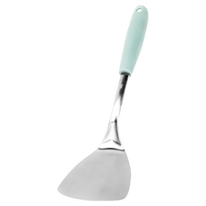 LuigiFerrero 不鏽鋼鍋鏟，33公分長，適用於煎烤，輕鬆翻面, 粉藍色, 1支