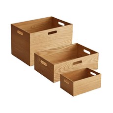 好物良品 高品質日本原木整理收納箱置物盒3件組 小 + 中 + 大, 1組, 水曲柳木