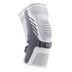 TRUSTO 針織透氣無縫護膝 雙側彈簧支撐 加壓扣帶 髕骨關節保暖 淺灰色 M, 1入