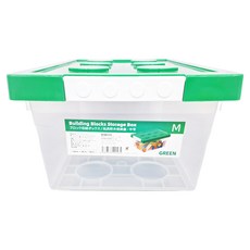 SHIMOYAMA 樂高積木收納盒 中號 92464, 綠蓋, 1個