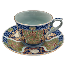 佐和陶瓷 綠金彩杯盤組, 日本製, 陶瓷材質, 210mL容量, XL1310659D, 1組