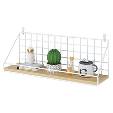 工業風鐵藝牆面置物架 SN0074 44.5 x 14 x 10cm, 網格白大款, 1個