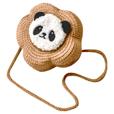 Summer Vibe 小熊貓藤編包 厚度6公分 重量60公克, 咖啡色, 12 x 12cm