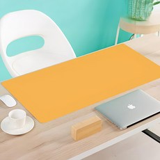 QIDINA 專業質感雙面皮革超大滑鼠墊/餐墊 A, 1個, 黃色/藍色