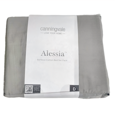 canningvale 坎寧威爾 Alessia 竹棉雙人床組 - Perla Grey 迷霧灰, 枕頭套78 x 48cm + 被套210 x 180cm + 床包186 x 150 x 35cm, 枕套 + 被套 +床包 + 床單