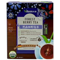 Vilson 米森 黑森林野莓茶 德國專業調配 無咖啡因 三角立體茶包, 4g, 8包, 1盒