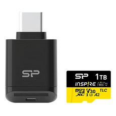 Silicon Power 廣穎電通 高速4K UHS-I U3 A2 microSDXC 高速記憶卡 附讀卡機 SP001TBSTXLA2VC2 空拍機/GoPro適用, 1TB, 1個