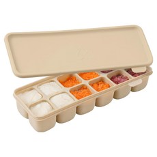 AttiRabbit 輕鬆取矽膠多功能分裝盒 12格 副食品冷凍盒 360ml 布丁米色 1入, 1個