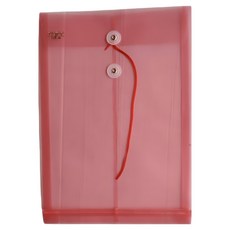 HFPWP 超聯捷 台灣製加大直式PP附繩立體壓花透明文件袋 板厚0.18mm, 紅色, 10個