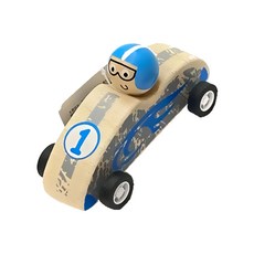 GANZ木製賽車 安全木質玩具 兒童益智玩具 迷你賽車模型, 藍, 1個