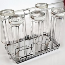 Love It Home 不鏽鋼6格杯架含瀝水盤及矽膠保護套組, 1組, 銀色