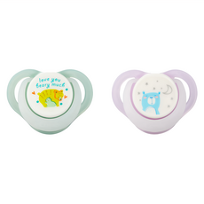 Combi 康貝 Night系列 安撫奶嘴 2入 8-18個月 綠色小熊+紫色小熊, 綠色小熊 + 紫色小熊, 1組