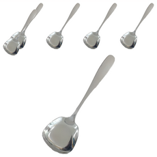 沐慕家居 韓系甜點勺 NS 不鏽鋼湯匙-大款 六人份, 1組