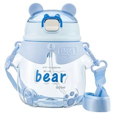 ST-YIBEN 小熊兒童水壺 大容量塑膠大肚杯, 850ml, 1個, 天藍色
