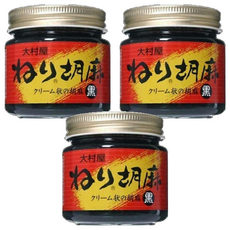 大村屋 滑順黑芝麻醬, 精選高品質黑芝麻, 奶油狀質地, 蜂蜜調味, 130g, 3罐