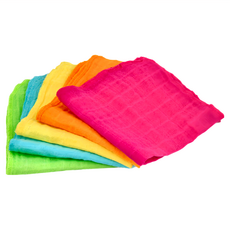 green sprouts 小綠芽 100%有機棉細紗布毛巾 30cm*30cm 洗澡巾 方巾 手帕, 桃色組, 5條