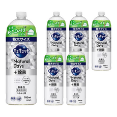 Kao 花王 Cucute 珂珂透 Natural Days 加強殺菌洗碗精補充瓶, 無香 700ml, 6瓶