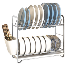 不鏽鋼碗盤架 碗筷收納, 2層, 1個