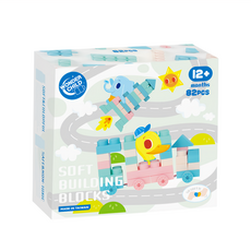 WONDER CHILD 馬卡龍軟積木 Set 82個 台灣製造 柔軟材質 圓潤設計, 多色, 1組